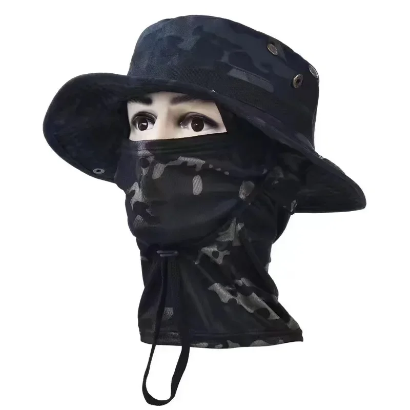 Balaclava Fishing Cap Full Face Mask Set Men Summer Snapback Sun Hat Outdoor Hunting Camouflage Balaclava Fishier Man Hat