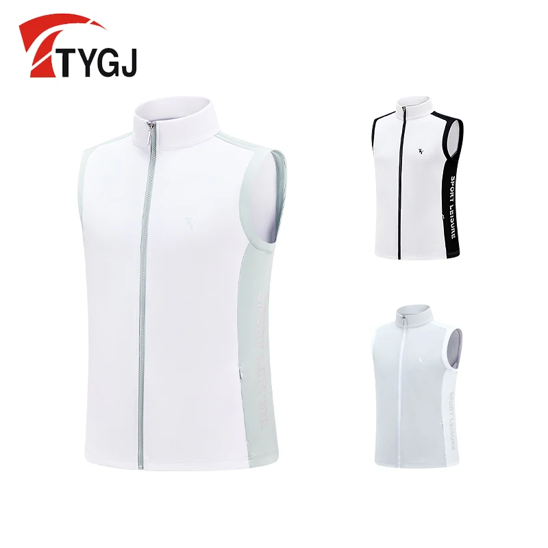 TTYGJ Golf Clothing Men's Tank Top Vest Vest Winter Playing Warm Off the Field Windproof Comfortable Stand up Collar Zipper card