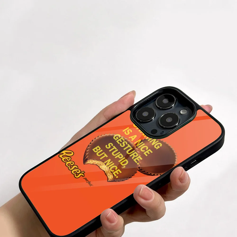 Reeses Chocolate Phone Case For IPhone 11 12 13 14 15 16 Plus Pro Max Mirror Acrylic PC TPU Cover