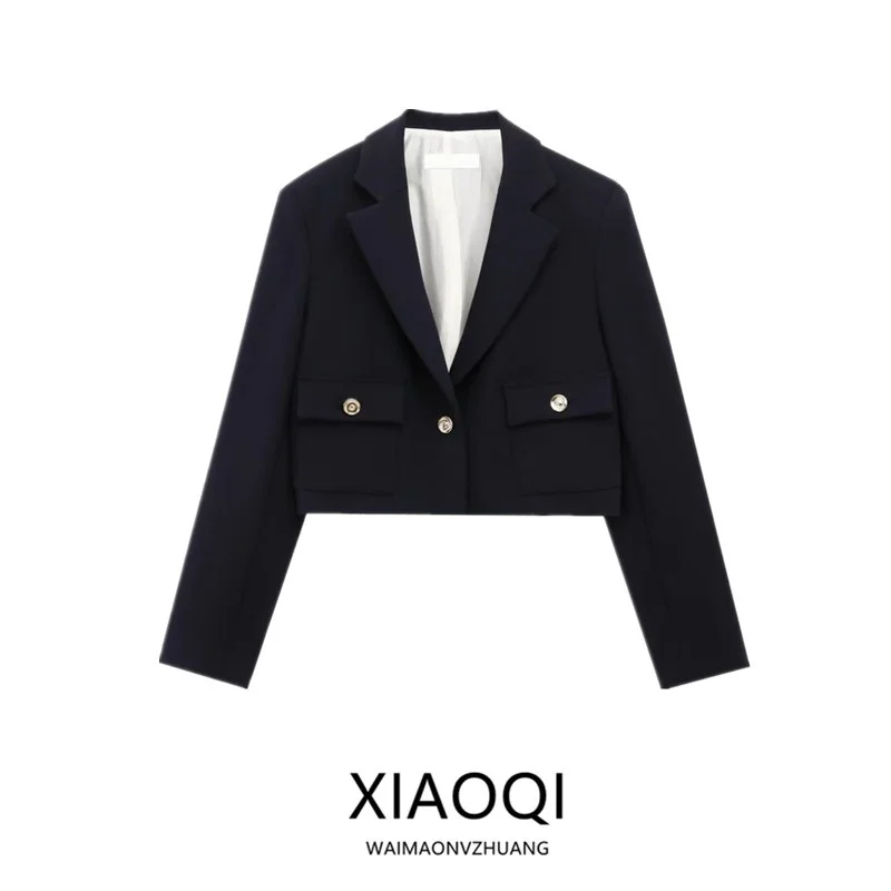 ฤดูใบไม้ผลิ 2025 ผู้หญิง ort Svel V-Ne ชุดเดินทาง Jaet ใหม่มาถึง Faionable ไหล่ Pad ยาว Sve Coat