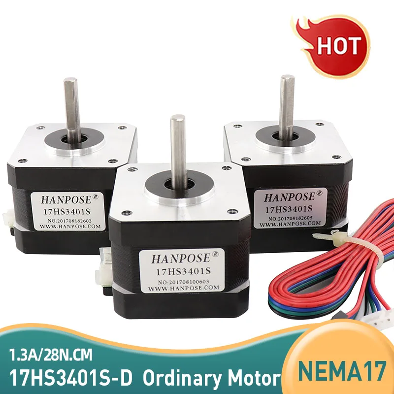 

3PCS Nema 17 Stepper Motor 17HS3401S 1.3A 28N.CM H34mm 4-Lead For 3D Printer 42BYGH34 With DuPont Wires CNC 42 Stepper Motor