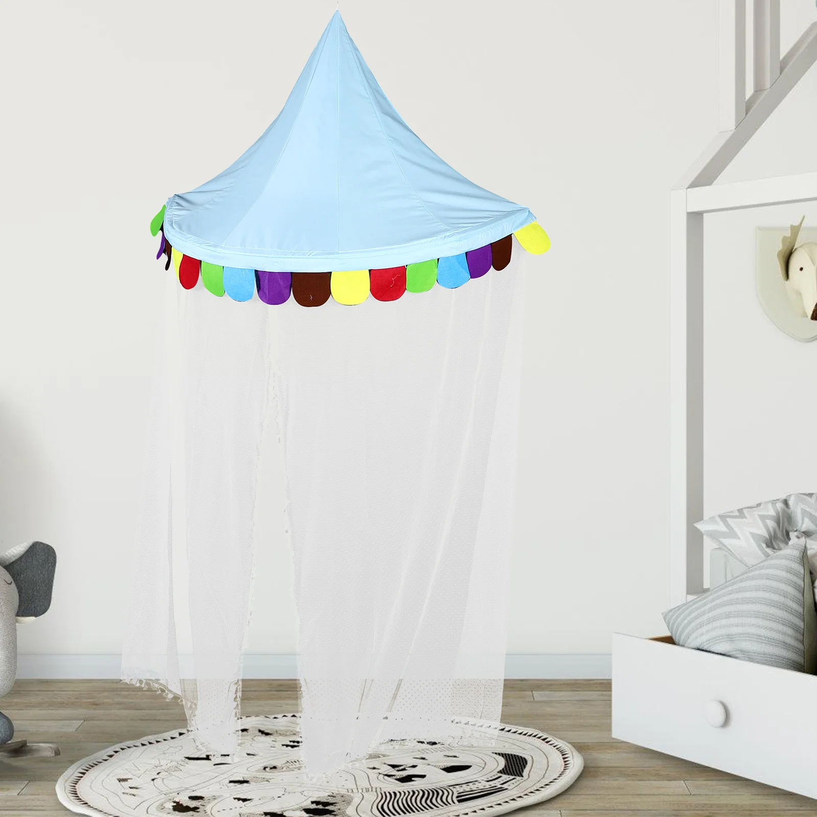 مظلة سرير للأطفال الصغار، شبكة ناموسية نصف دائرية، ستارة شاش للأطفال خفيفة الوزن قابلة للتنفس