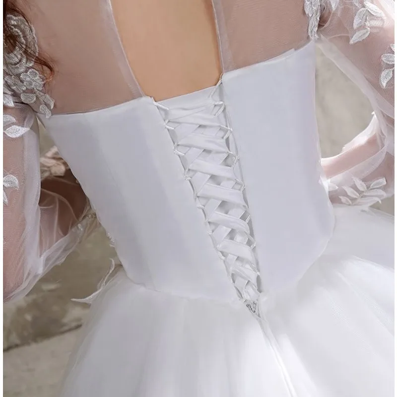 تخصيص فستان الزفاف نمط العروس زائد حجم زهرة فساتين الزفاف حالمة كامل الأكمام الزفاف الدانتيل يصل فساتين الكرة أثواب