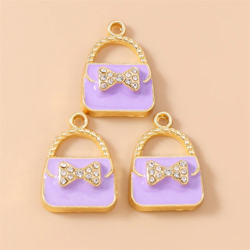 Leslie 10 Stück 16 x 23 mm niedliche Kristall-bunte Handtaschen-Charms-Anhänger, passend für DIY-Schmuckherstellung, handgefertigte Ohrringe, Halsketten, Basteln – Detail 6