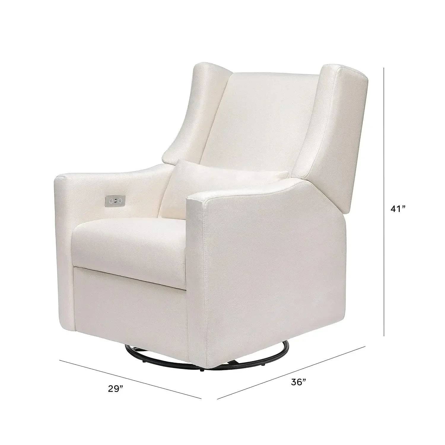 home.Babyletto Kiwi Electronic Power Recliner and Swivel Glider with USB Port in Performance Cream Eco-Weave, Water Repellent &