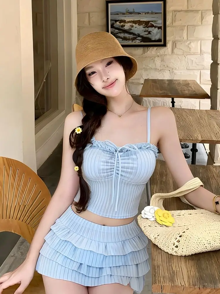 Trendy Pastel Bikini Sets Slim Fit 2 Piece Swimwear Cute Summer Beach Vacation Outfits Spa Hot Spring Cover Up view 6
