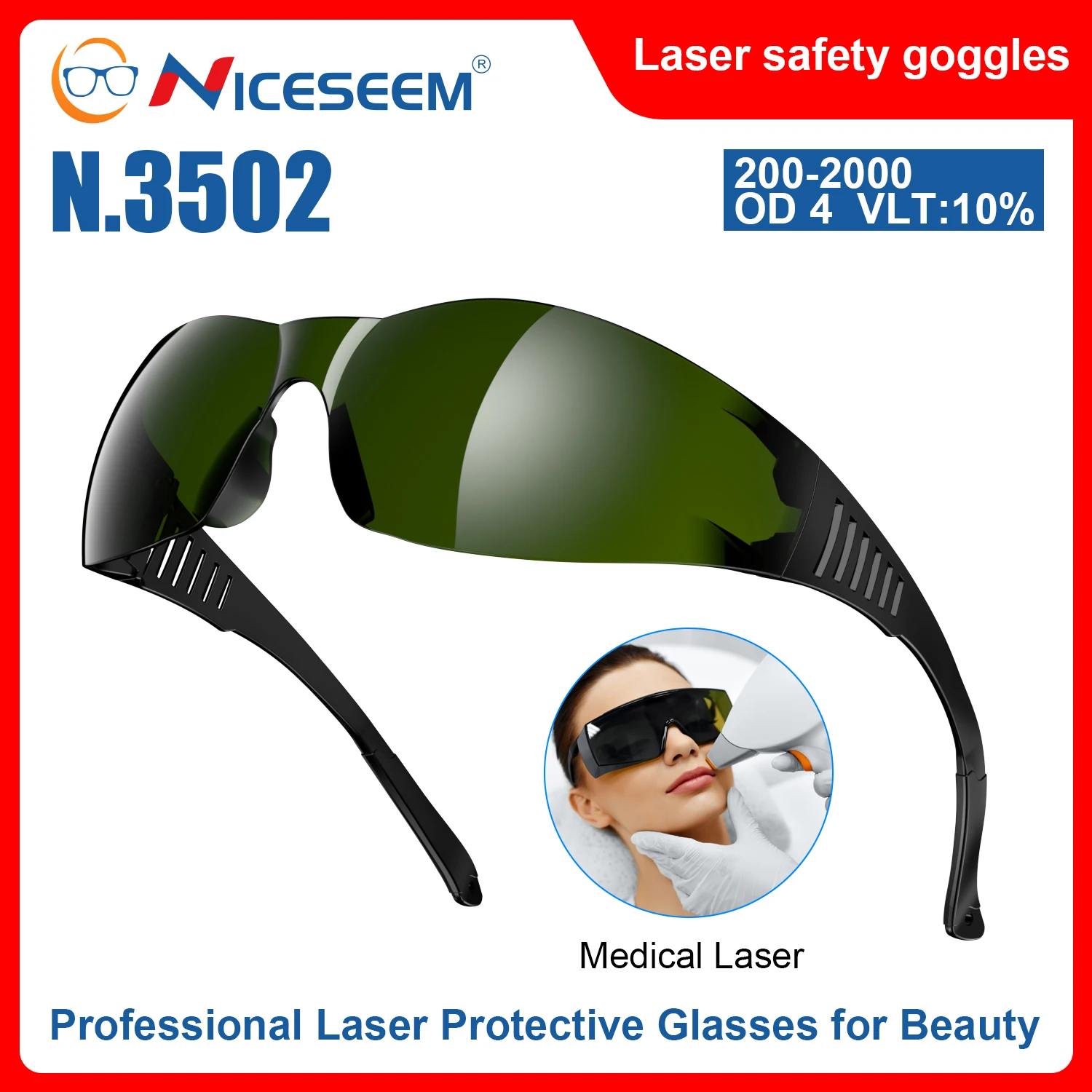 Hot-selling Medical Beauty Laser Epi Protective Glasses  200nm 2000nm OD4 Eyewear Shield Protective Eyes Protection