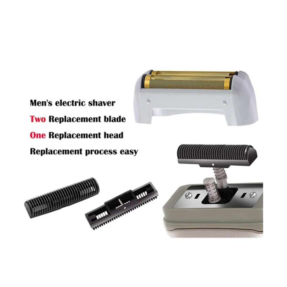 Rasoio di ricambio Cutter Net + Cutter Head per 17150 17200 lavabile 3D Intelligent Floating Shaving Blade Gold