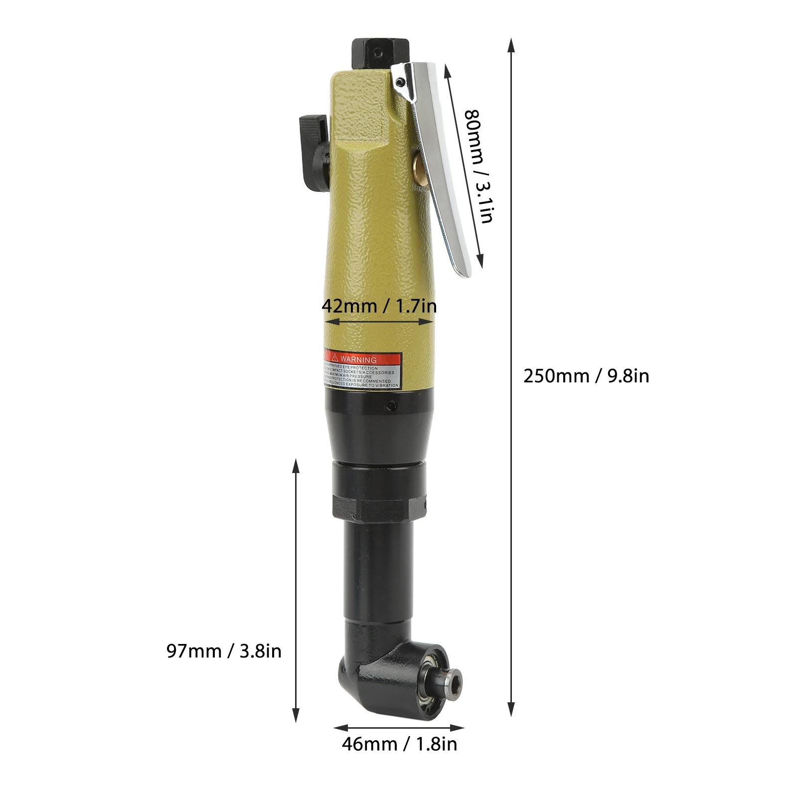 1/4 inch inlaat pneumatische schroevendraaier met bits elleboog luchtschroevendraaier 0,5-0,7Мpa 8500 tpm 1/4 inch inlaat schroevendraaier