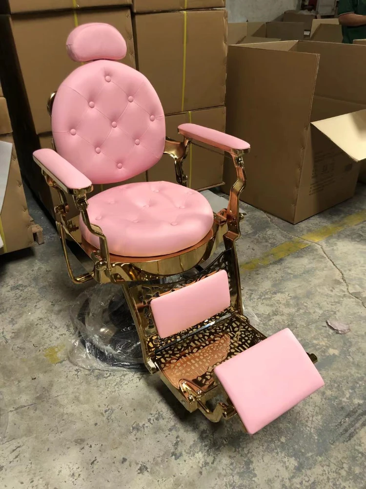 Girls hairdressing pink color   vintageseat chair barber shop