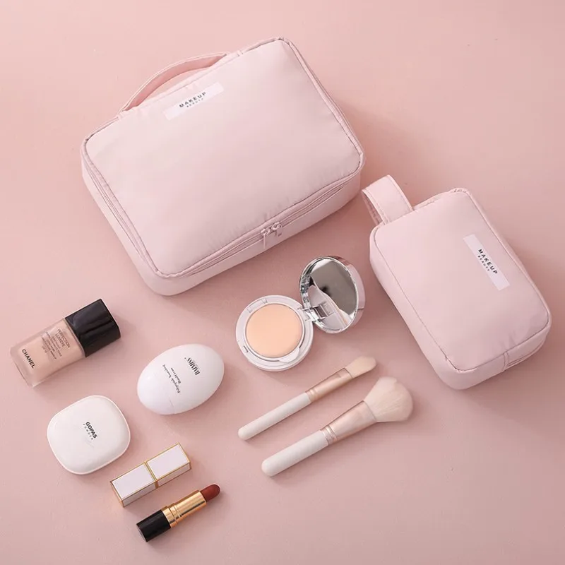 New Travel Cosmetic Bag Ladies Portable Wash Bag Girls Large Capacity Simple Handheld Makeup Bag Clutch Cosmetic Brush Organiser