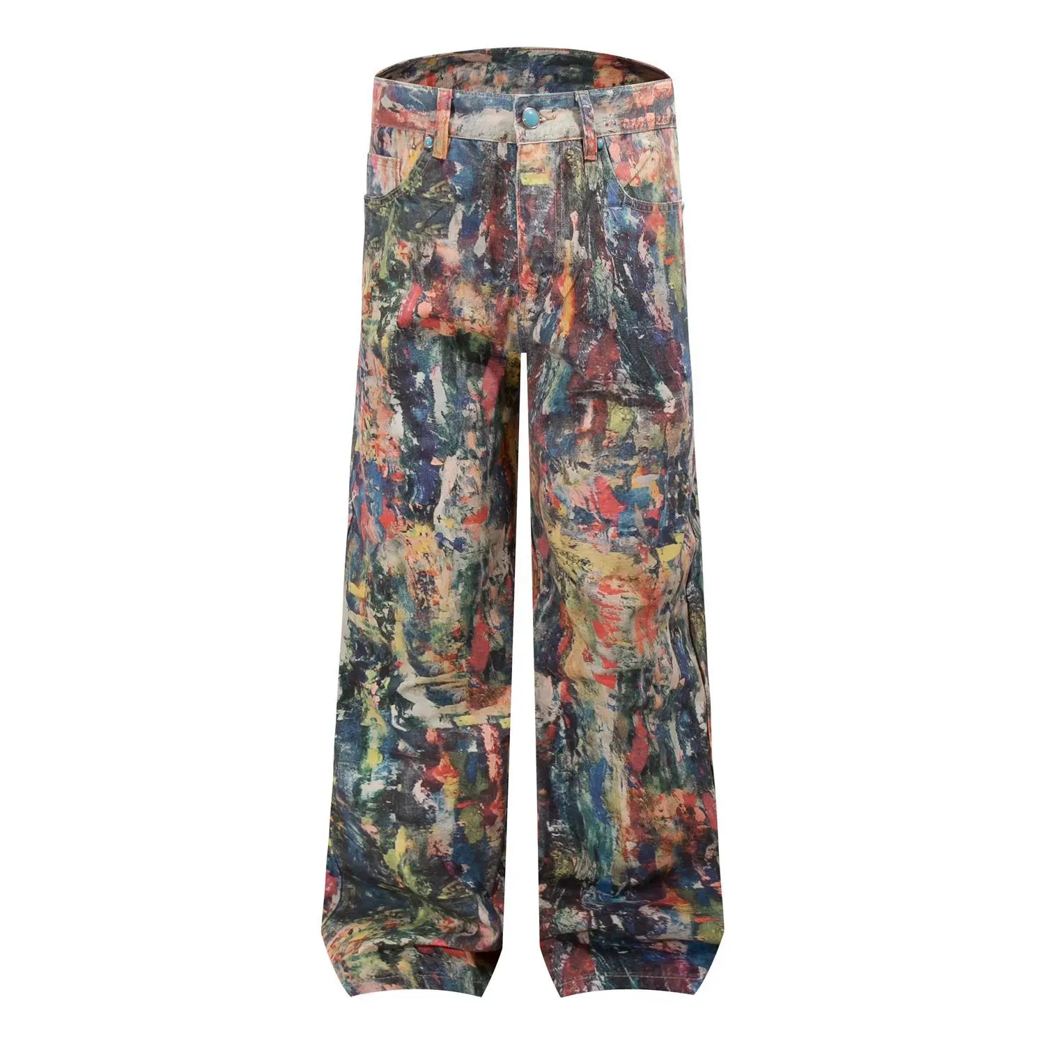 Men's Fashion Graffiti Jeans Pants High Street Loose Fit Vibe Style Hip Hop Denim Trousers Hand Painted Baggy Graffy Jeans