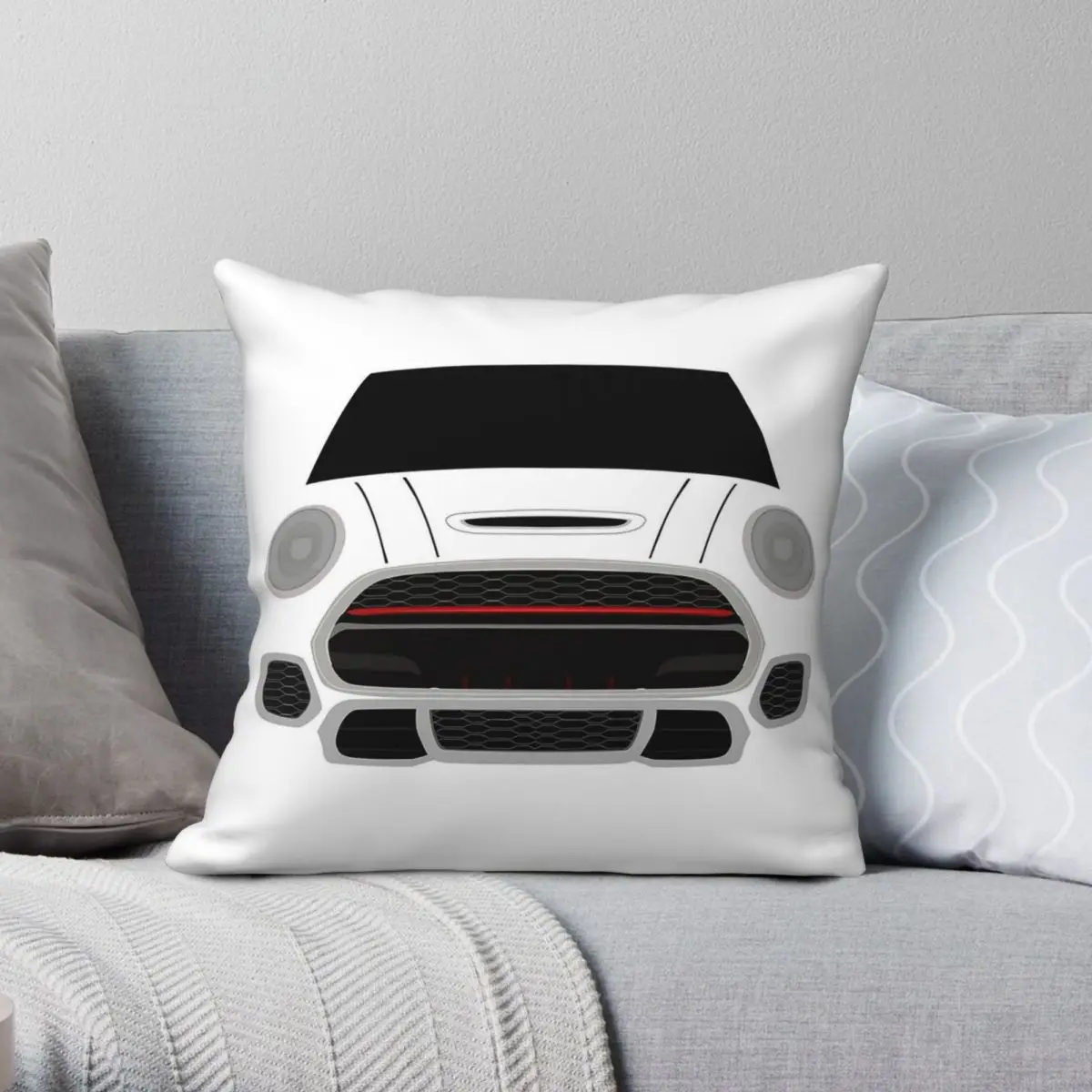 White Italian Job Car Pillowcase Polyester Linen Velvet Printed Zip Decorative Pillow Case Room Cushion Cover Wholesale