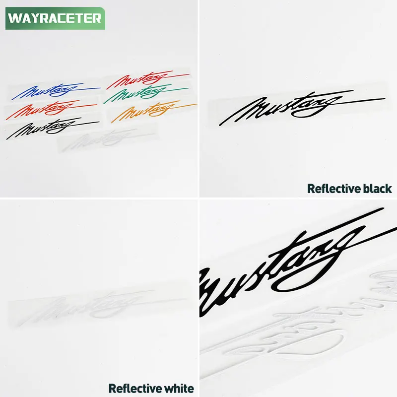 2 Pcs Creative Car Window Sticker Reflective Signature Body Vinyl Decal For Ford Mustang GT Shelby Mach-E Accessories