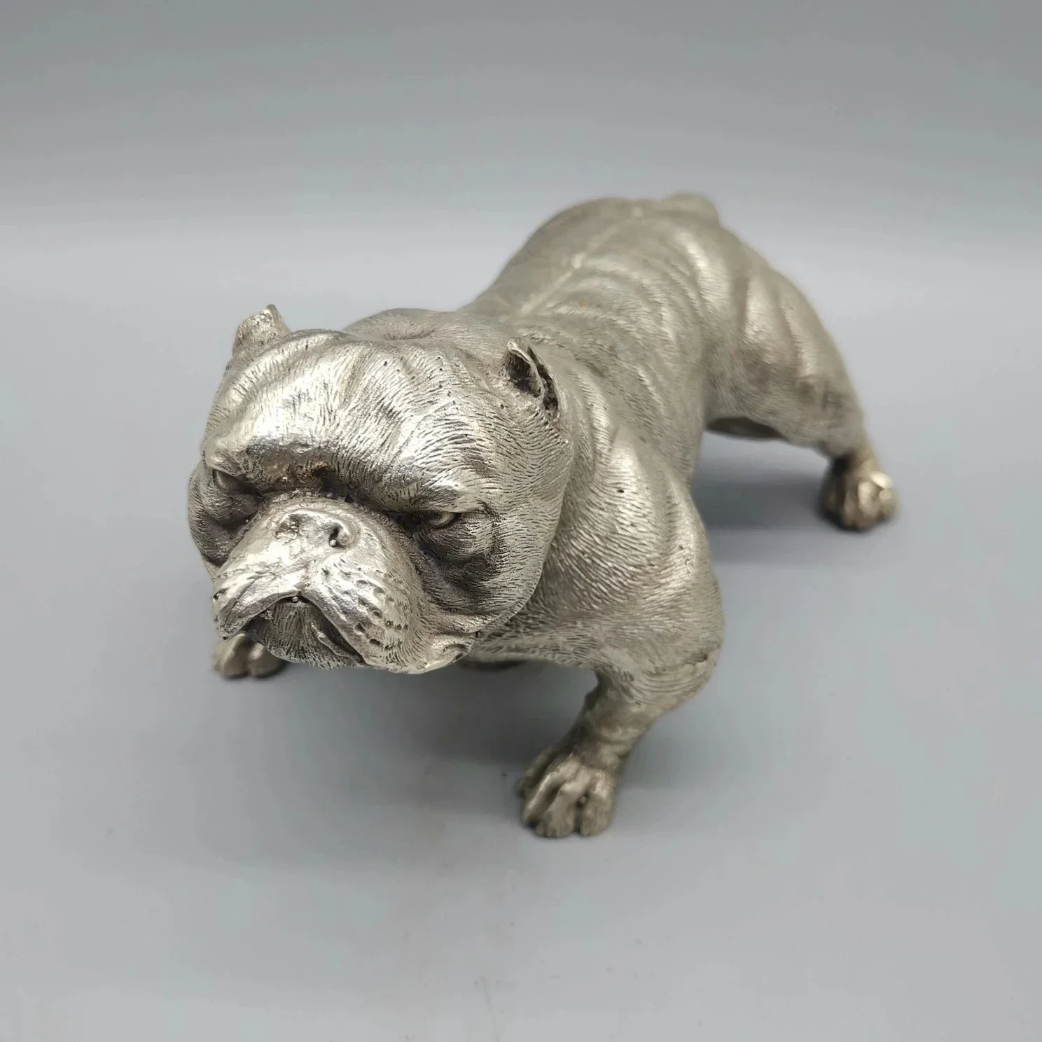 

Изысканная античная белая медь, серебро, позолоченная статуя собаки, собачьего боя, украшение для гостиной, подарок для дома