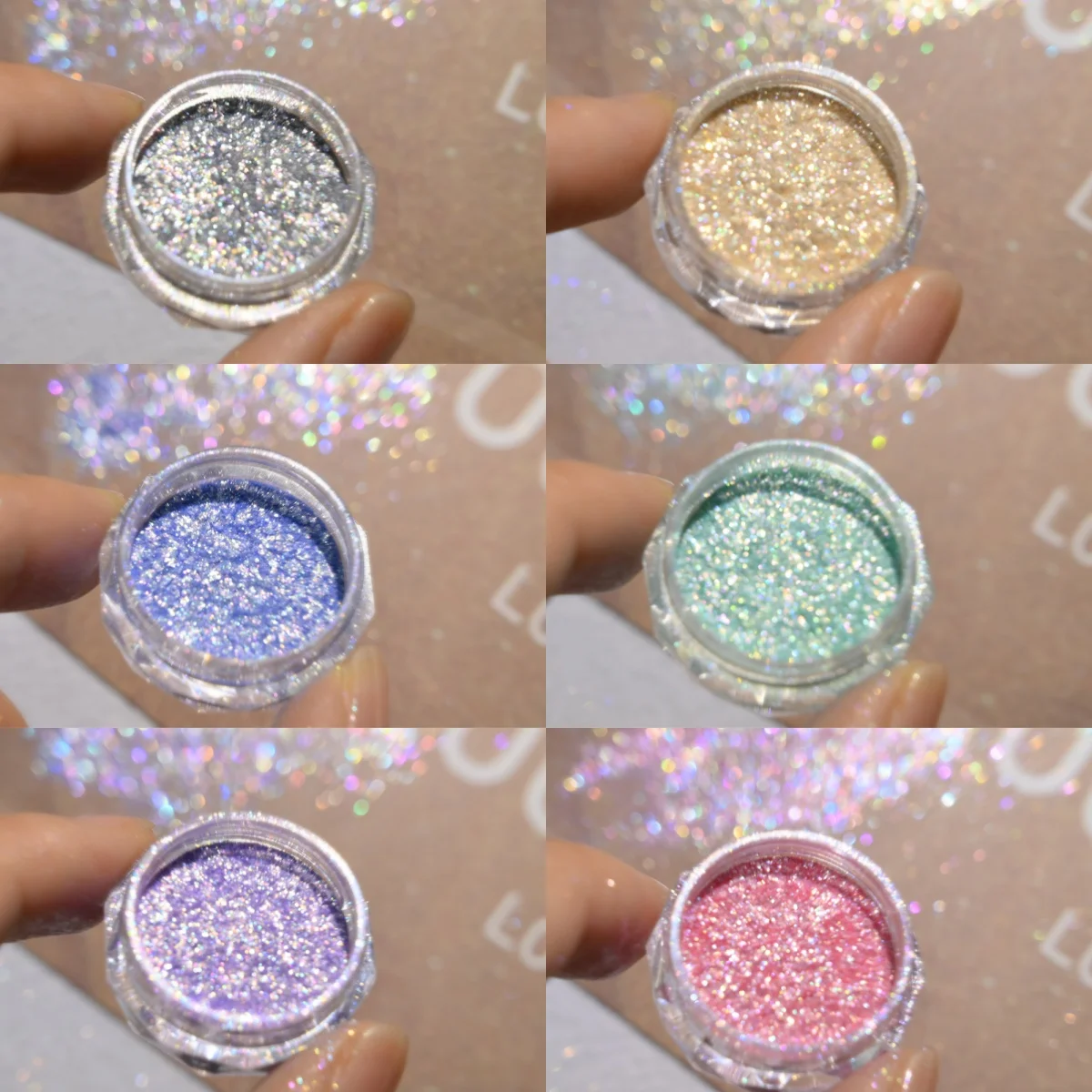 6/1 Pot Aurora Opal Nail Poeder 0.2g Shimmer Rainbow Chrome Pigment Stof Voor DIY Nail Art Decoraties manicure Wrijven Op Nagels