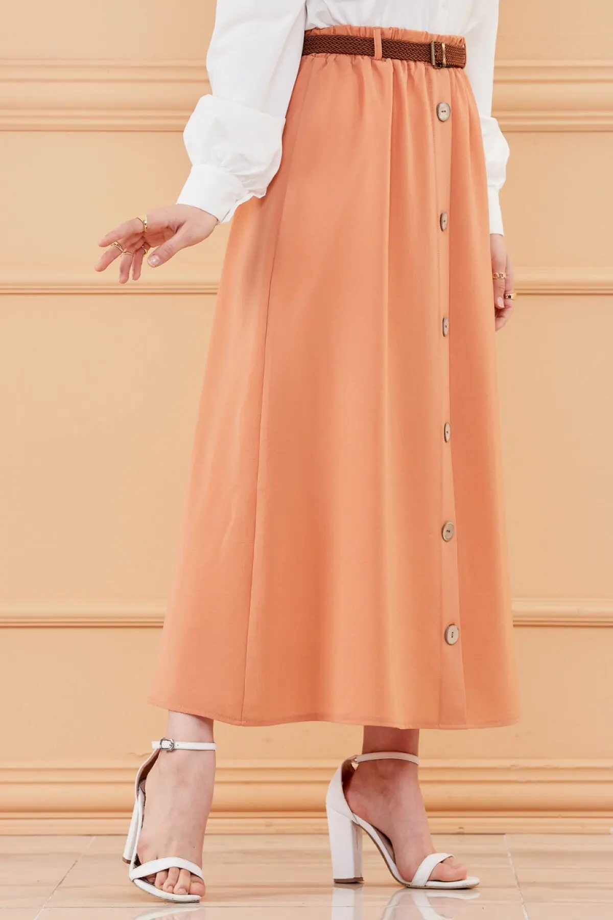 TUGBA Muslim Dugme Detail Skirt muslim dress code 2021 turkish gown hijab summer