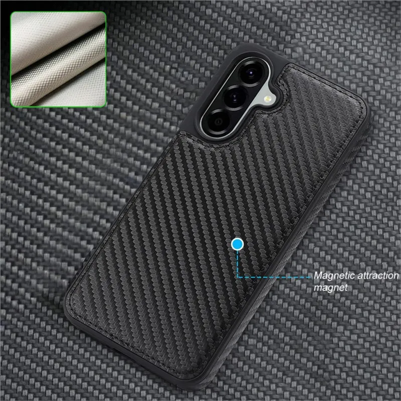Luxury Carbon Fiber Texture Magnetic Phone Case For Samsung S25 Ultra Edge S24 FE Plus A56 A55 A36 A35 A16 A15 Shockproof Cover