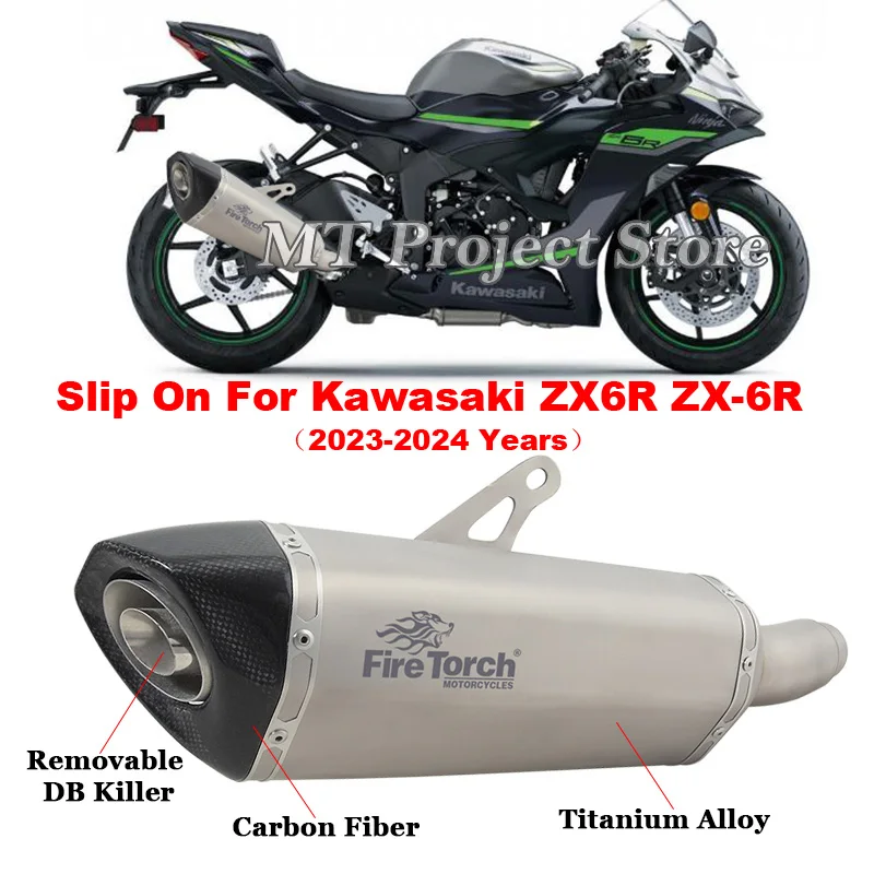 

Slip On For Kawasaki Ninja ZX6R 696 ZX-6R ZX 6R 2023 2024 Motorcycle Exhaust System Titanium Alloy Muffler Moto Mid Link Pipe