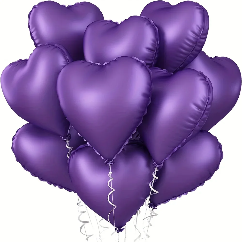 10-teiliges 18-Zoll-Herz-Aluminiumfolien-Luftballons-Set – Dekorationszubehör für Geburtstag, Valentinstag, Hochzeit, Jahrestag, Party