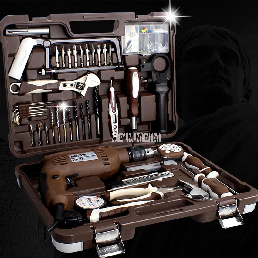 

E082 Electric Drilling Tool Set Home Hand Tool Kit Maintenance Electrician Set With Toolbox Storage Case With Electric Drill
