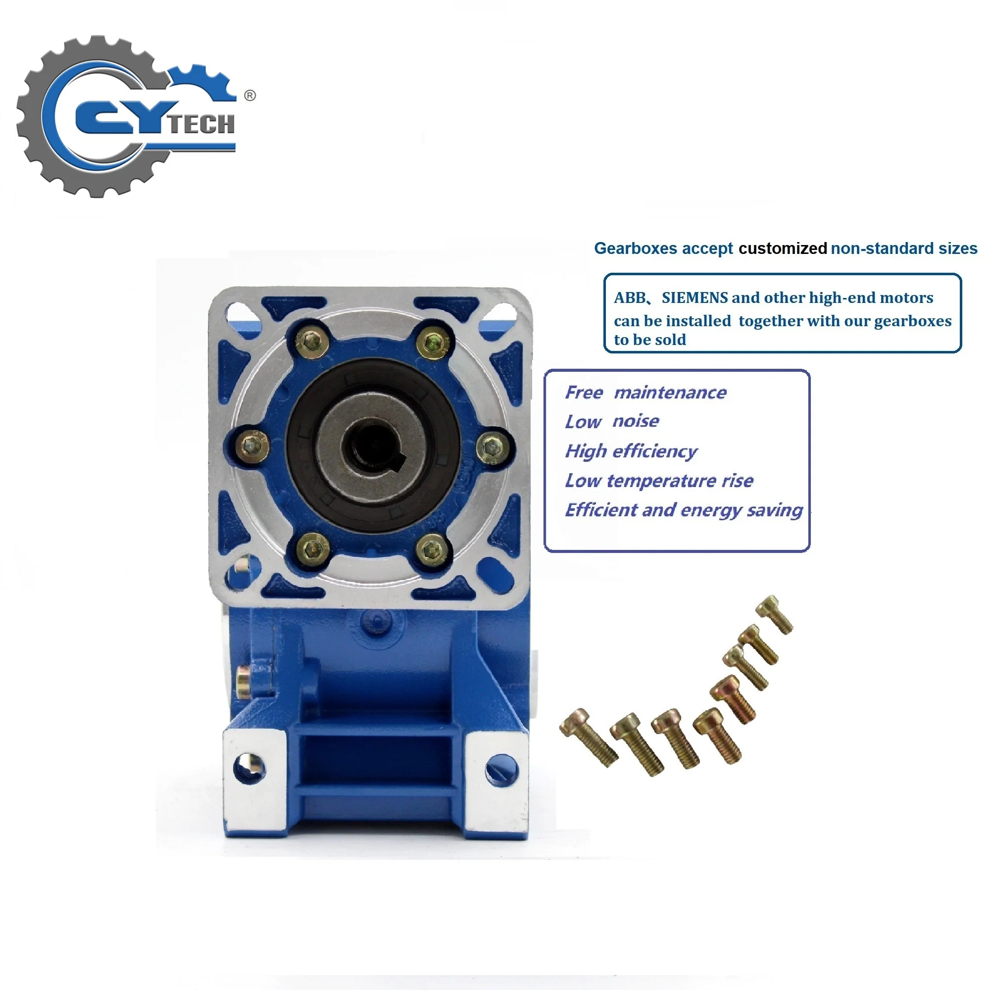 CHENYUE Worm Gearbox Speed Reducer CYRW50 Input 14/11/19 Output 25mm Ratio 5-100 Tin Bronze Free Maintenance Servo Stepper Motor