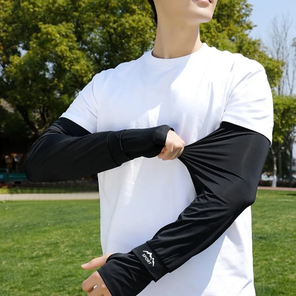

Thin Loose Ice Silk Sleeves Anti-UV Sun Protection Sunscreen Arm Sleeve Long-sleeved Glove Arm Covers Cycling Gloves Summer