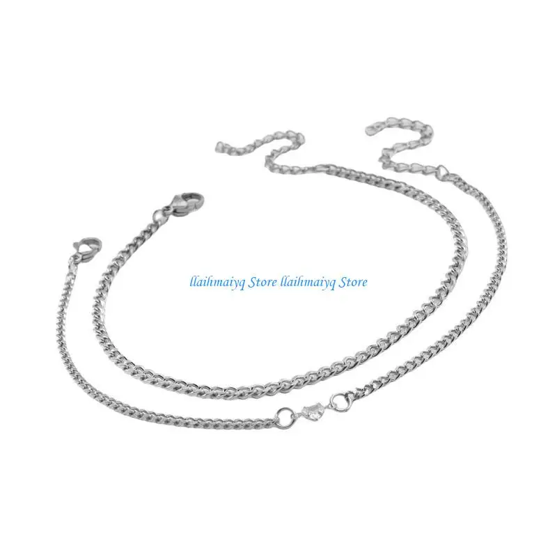 

573B 2Pcs Elegant Heart Bracelets Jewelry Set Adjustable Silver or Gold Stainless Steel Couples Bracelets Set with Heart
