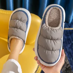 Novas mulheres homens chinelos inverno quente de pelúcia à prova dwaterproof água sola grossa sapatos casuais apartamentos casa casais não deslizamento macio peludo slides