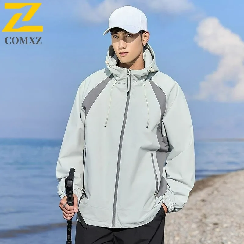 

COMXZ 2025 Мужская винтажная куртка с цветными блоками, весенне-осенняя модная повседневная универсальная уличная куртка, стильная легкая ветровка