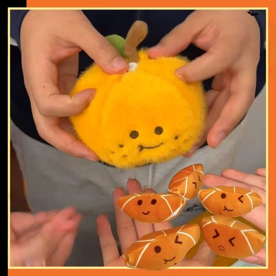 Jouet en peluche Orange pelable simulé de 12cm, pendentif en peluche de fruits, porte-clés alimentaire, pendentif de sac à dos, jouet de dessin animé, cadeau