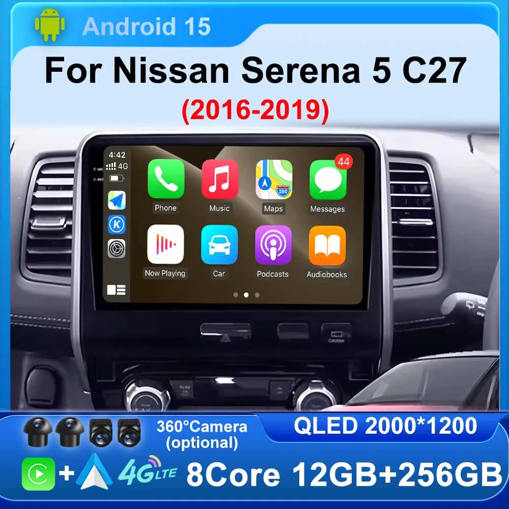 راديو سيارة أندرويد 15 لنيسان سيرينا 5 C27 2016 - 2019 RHD نظام تحديد المواقع مشغل وسائط متعددة BT 4G وحدة رأس ستيريو لاسلكية Carplay Auto