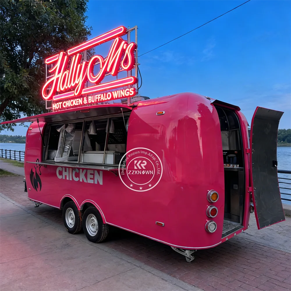 Street Mobile Food Trailer Restaurant Fully Equipped Concession Hot Dog Coffee Snow Cone Cart Snack Food Truck With Full Kitchen