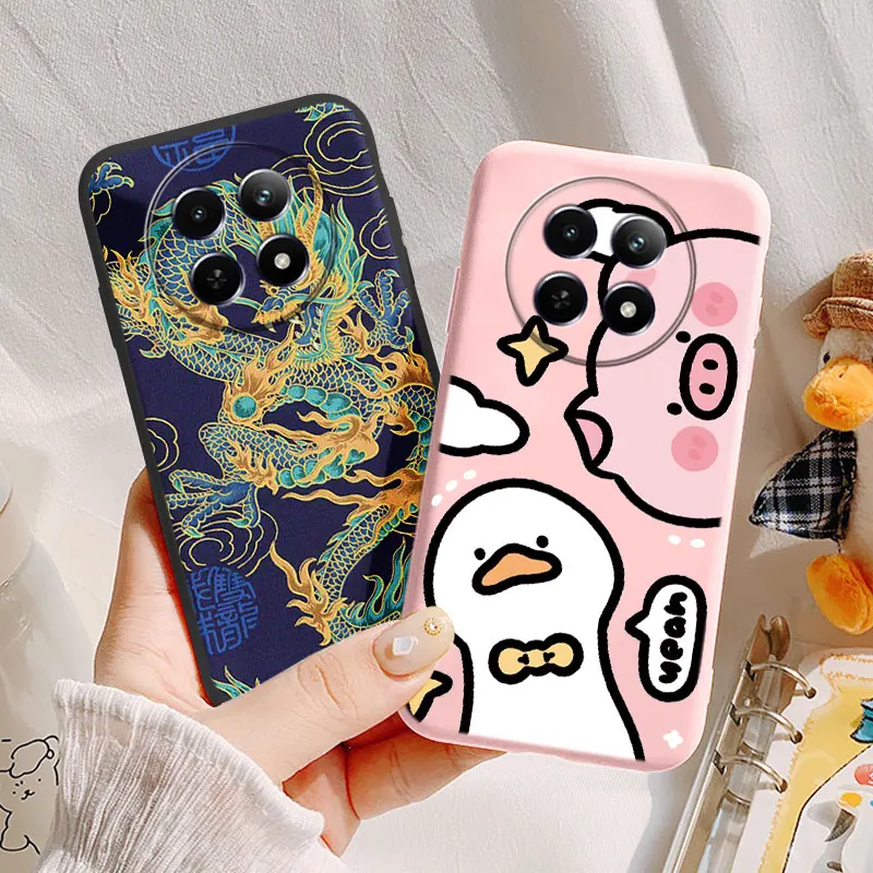 سيليكون جرابات هاتف كرتونية للصدمات ، ضفدع ، أرنب ، قط ، ديناصور ، غطاء ناعم ، هاتف Realme 12 ، 12X ، Realme12