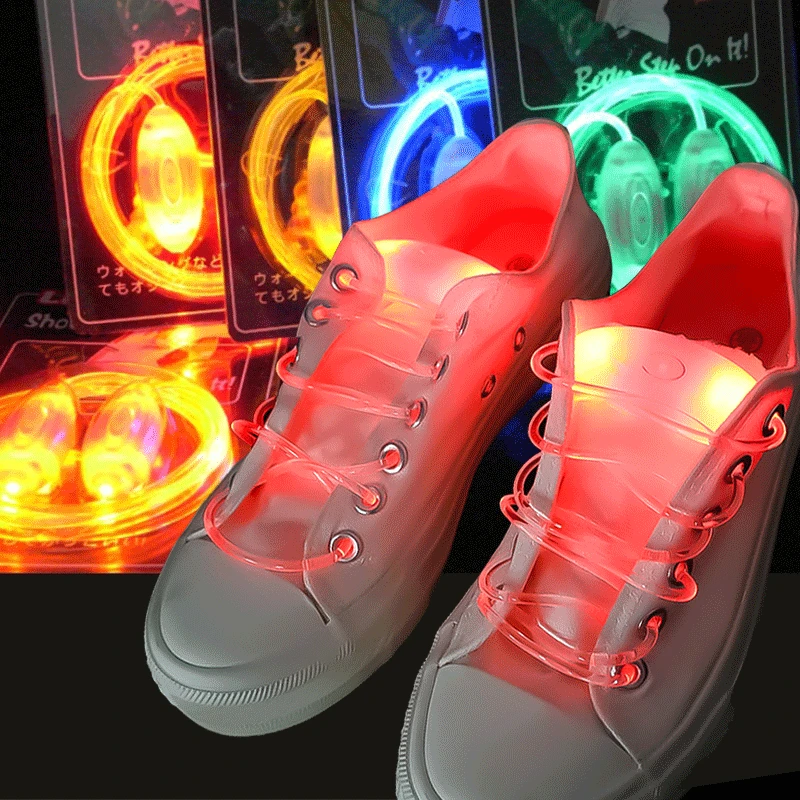 1 Pair Colorful LED Flash Light Up Shoe Laces Party Disco Shoes Strap Glow Stick Shoelaces Boys Girls Multicolor Shoe Strings