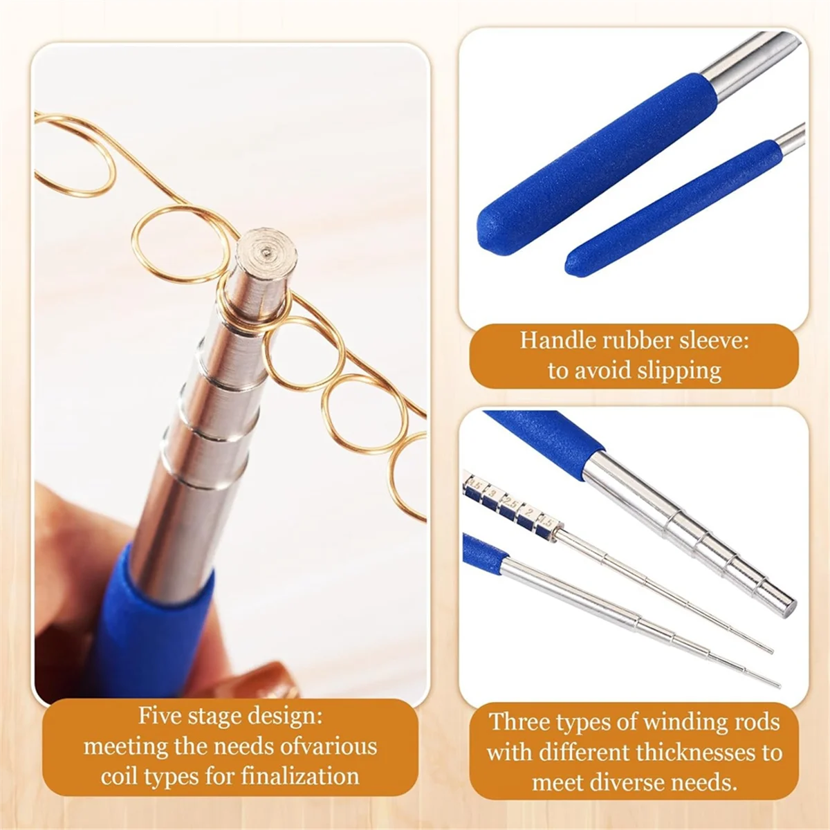 الانتقال الدائري تشكيل أداة 3 قطعة لفائف تهزهز سلك الحلقات لف قضيب خطوة ماندل عصا الانتقال الدائري تشكيل أداة لصنع المجوهرات التفاف #1