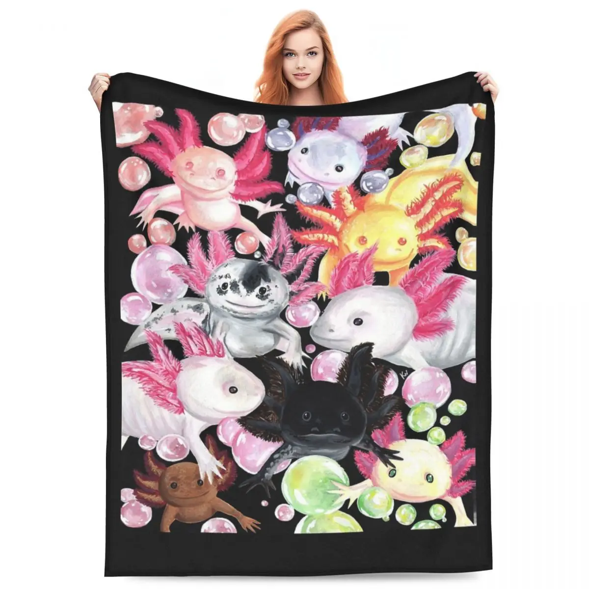 

Axolotl Sea Animal Blanket Fleece Sofa Throw Blanket Breathable Throw Blankets for Couch Bedding Travel Throws Bedspread Quilt
