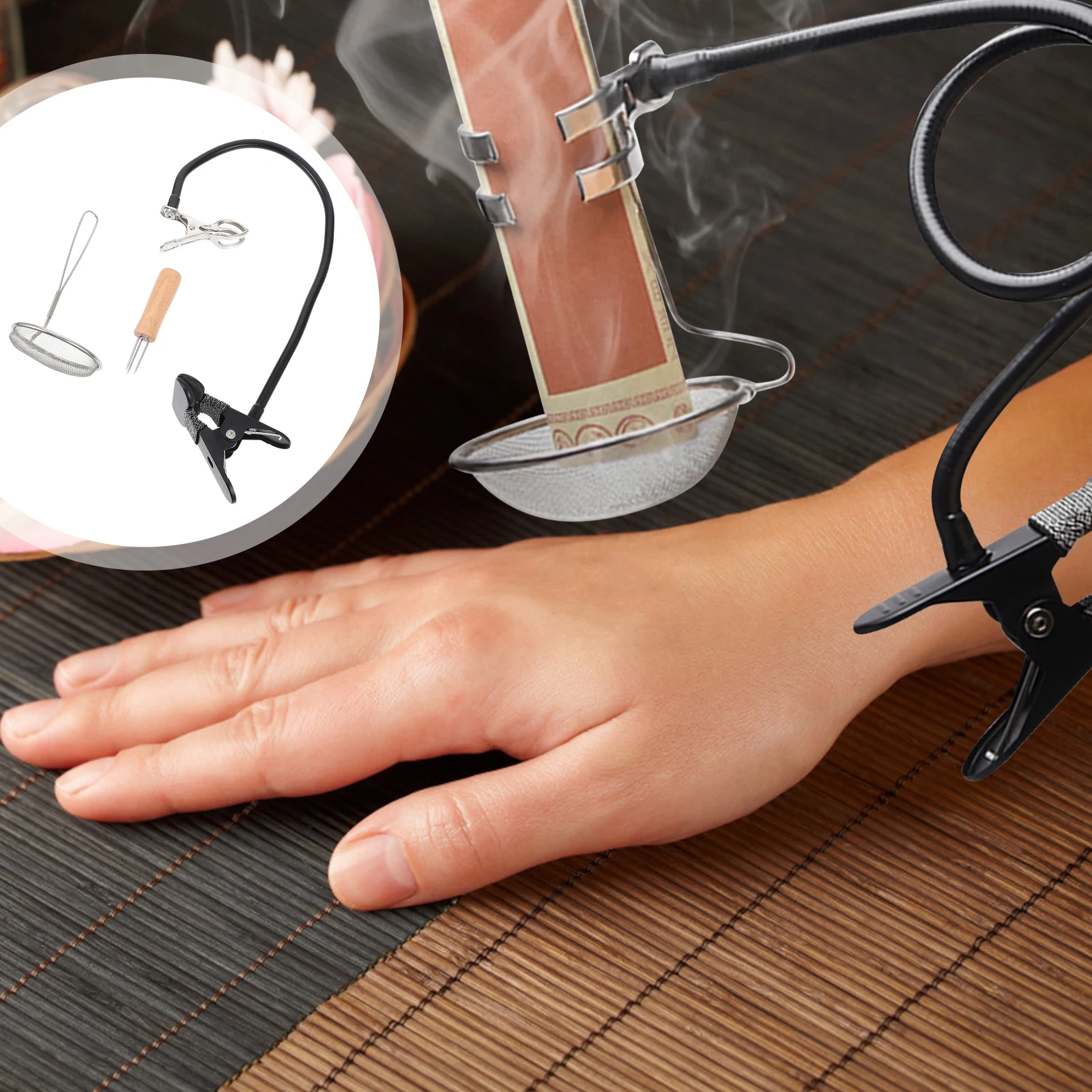 

1 комплект фиксатора мокса, легкий портативный инструмент для прижигания с пепельным экраном для домашних путешествий, деловых поездок, офисного использования