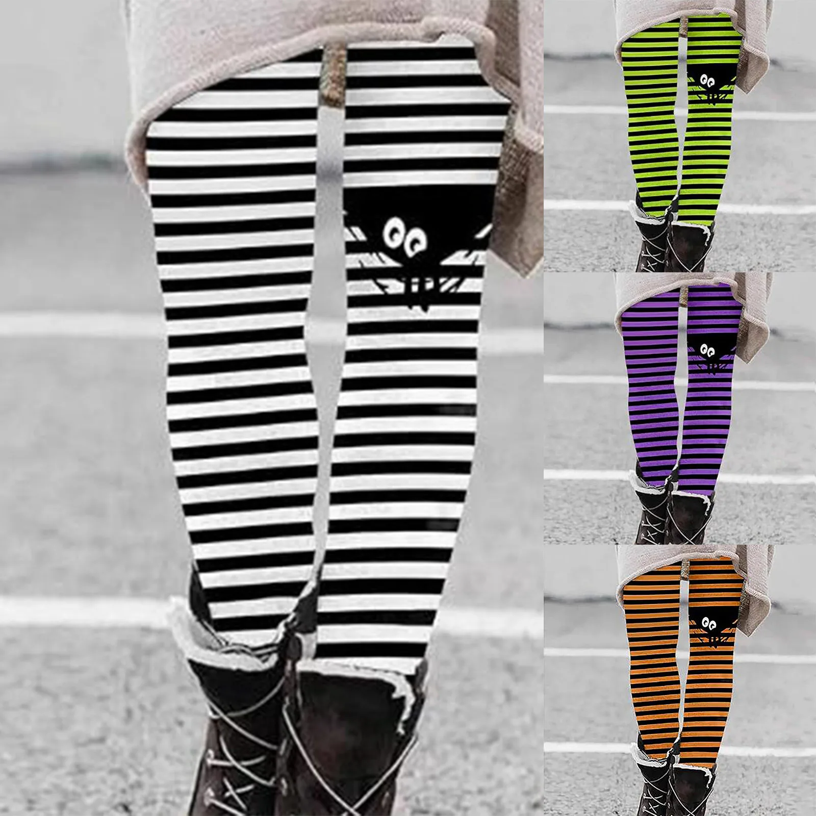 Womens Halloween Color Block Legging Casual High Waist Peeping Eye Print Stretchy Leggings Gothic Y2k Grunge Winter Warm Leggins