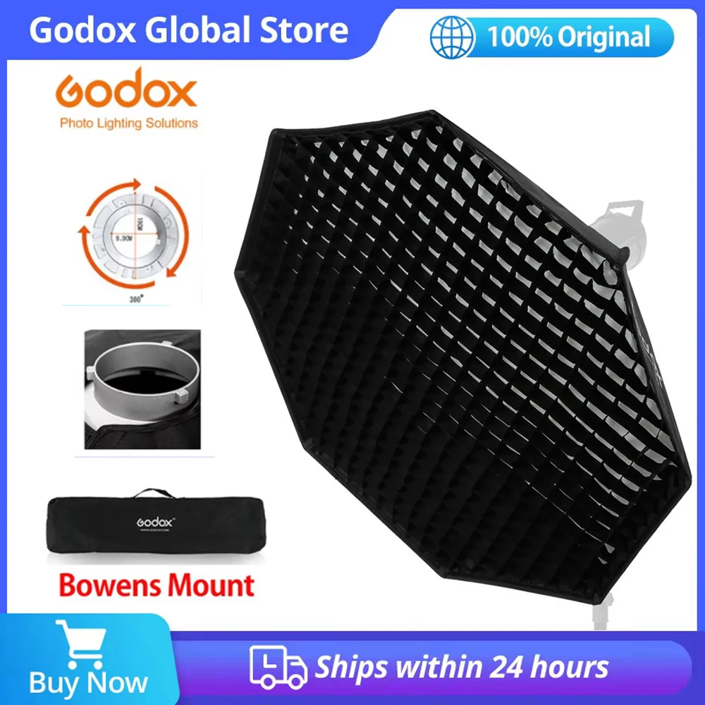 Godox Softbox 95 cm 120 cm 140 cm Octagon Honeycomb Grid Softbox Softbox mit Bowens-Halterung für Studioblitz