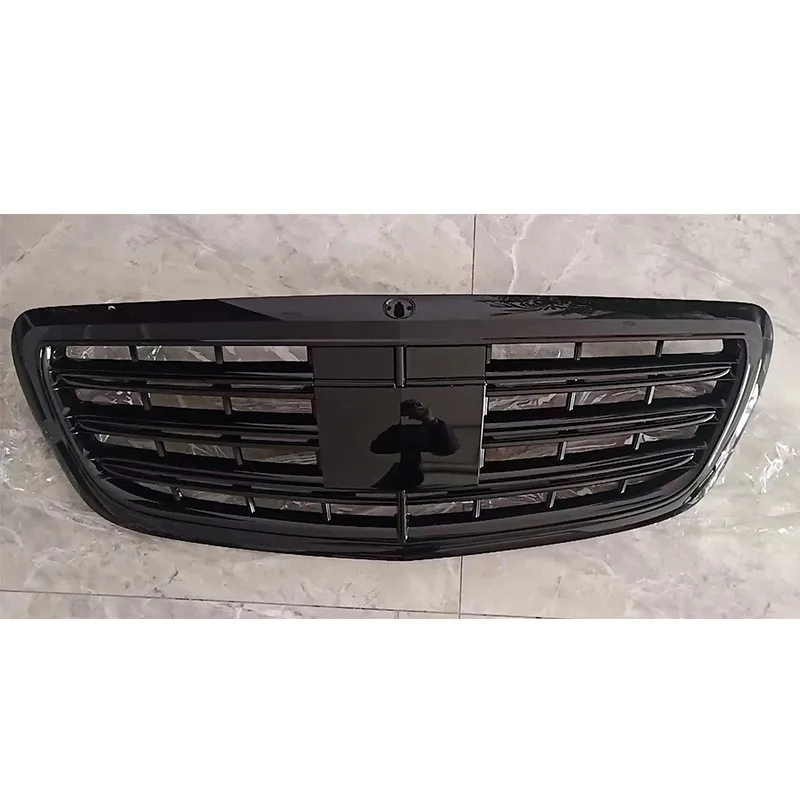 Grade de carro para classe s w222, modelo amg modificado, preto brilhante, rosto frontal, grade de entrada de ar, centro netcustom