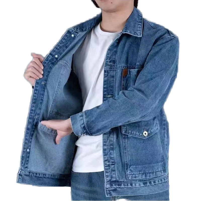 

Unisex High Quality Men's Classic Casual Denim Jacket Oversized Thickening Jeans Wear All Match Fashion Personalizados Coat