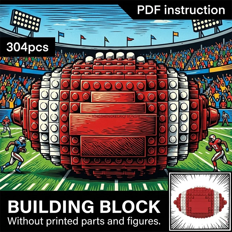 

Набор для сборки спортивного мяча своими руками: регби, футбол, баскетбол. Подарок для фанатов спорта. Конструктор из строительных блоков.