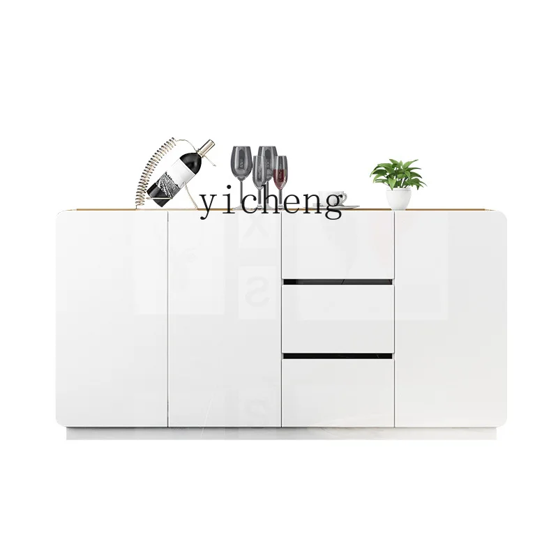 ZC Ultra-Thin Sideboard Cabinet Simple Modern Paint White Cupboard Tea Cabinet Wine Cabinet Storage Cabinet