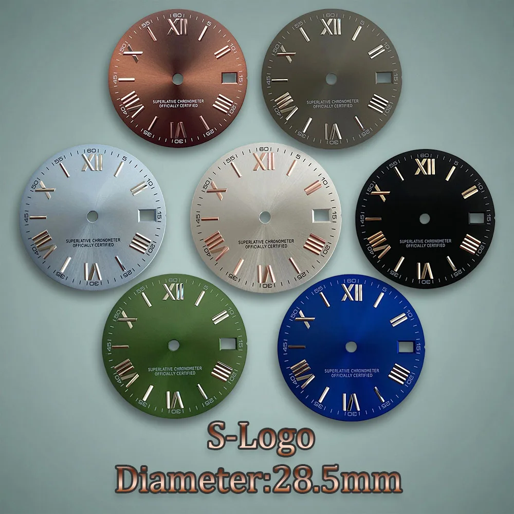 28.5mm High Quality NH35 Dial Roman numeral Dial S Logo Dial Fit NH35/NH36 Movement NH35 Modification Accessories