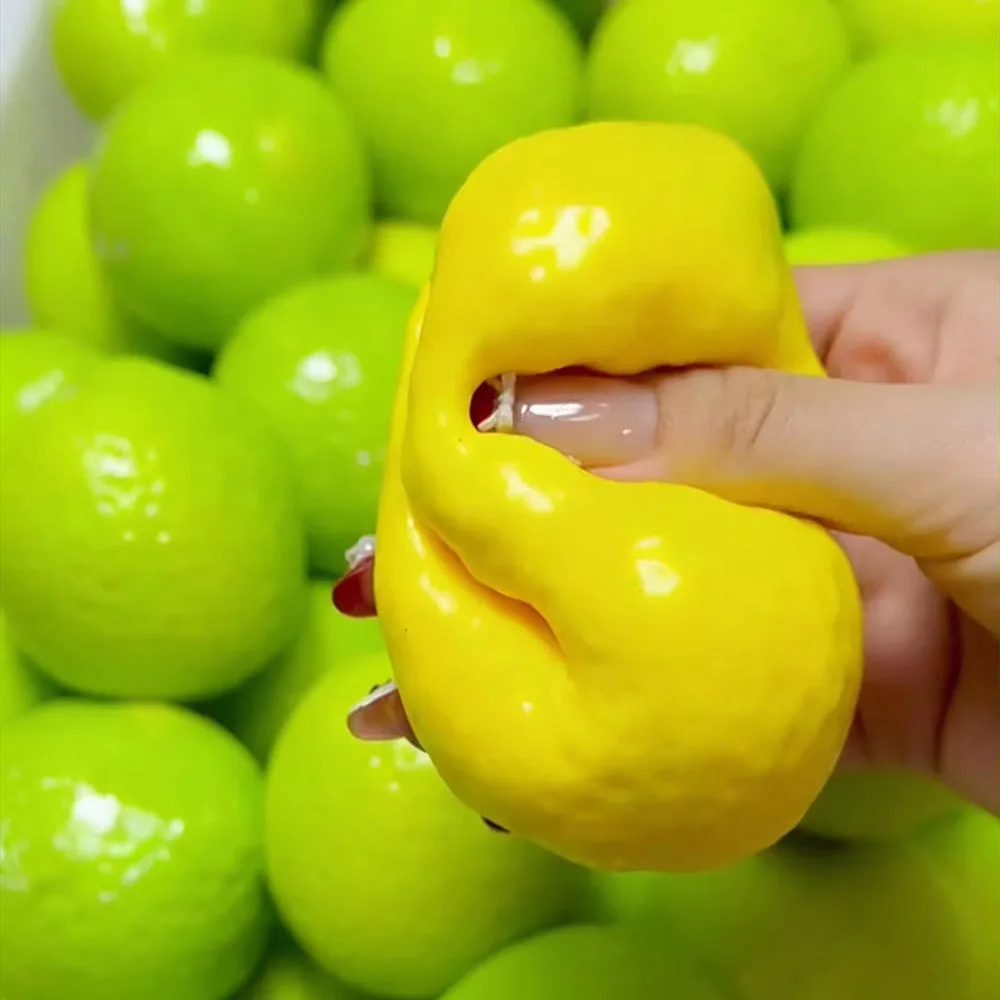 Handmade Crispy Lemon Stress Ball Squeeze Toy Color Changing Crunchy Mango Squishy Fidget Toy ASMR Sensory Stress Relief Toy view 3