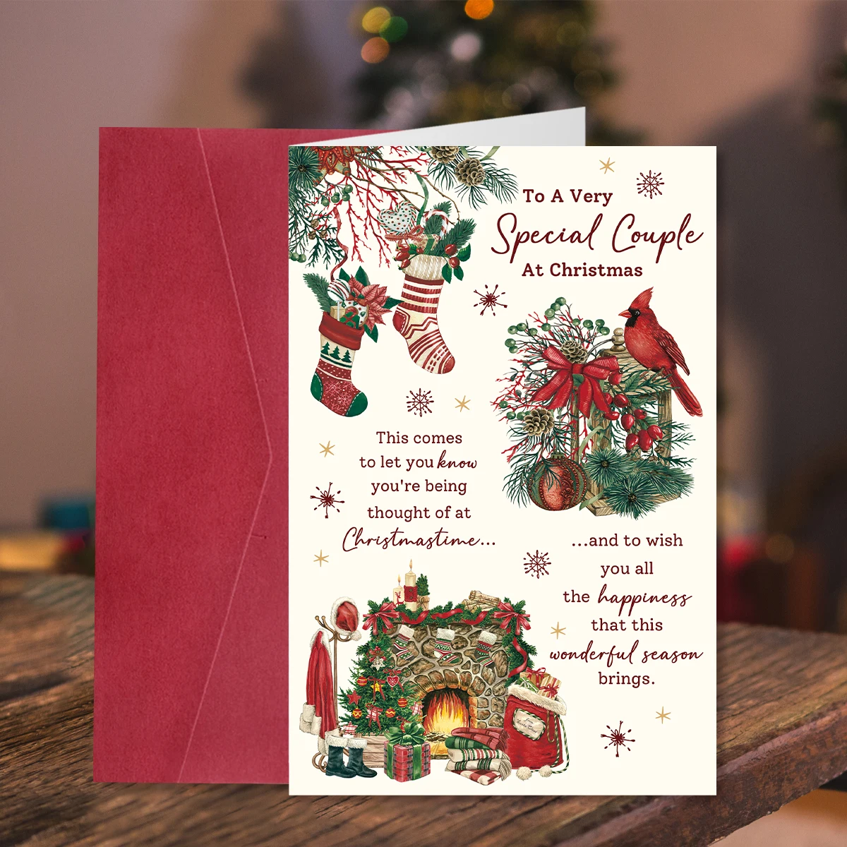 1 Stück Weihnachtsgrußkarte mit Umschlag, warme Wünsche für besondere Paare senden, Geschenk für Feiern Weihnachten mit Liebe und Freude