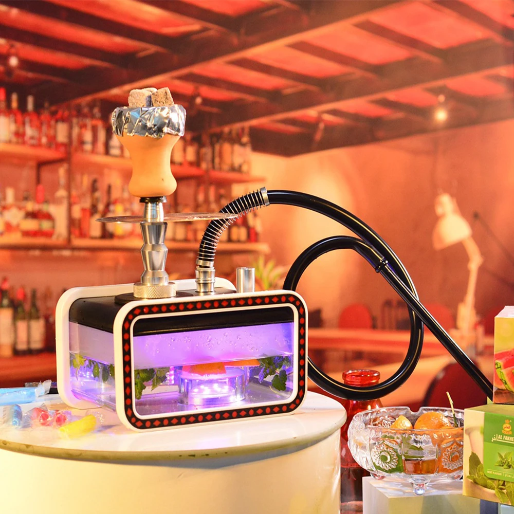 

JOK JUK New Arab Tank Shape Led Shisha Set Acrylic Single Hose Nargile Hookah Completo Kit for Smoking Water Pipes Accessories