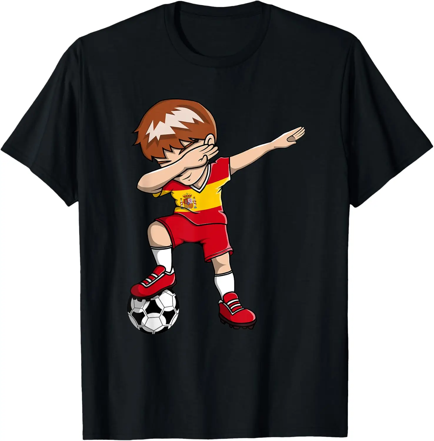 Dabbing Soccer Boy - Spain Jersey Spanish Football Lovers T-Shirt 100% Cotton Trendy Y2K Short-Sleeve Tee-Soft, Quick-Drying,