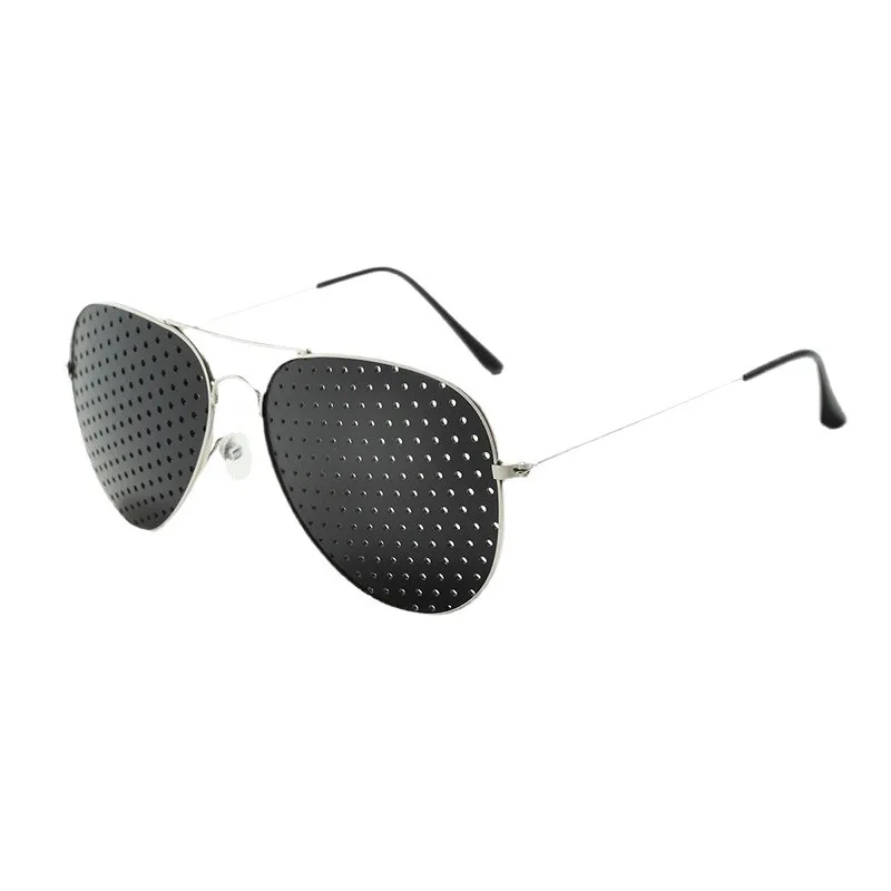 Gafas de sol estilo piloto con lentes de microperforaciones y orificio pequeño, atractivas, para hombre y mujer, para corrección de la visión.